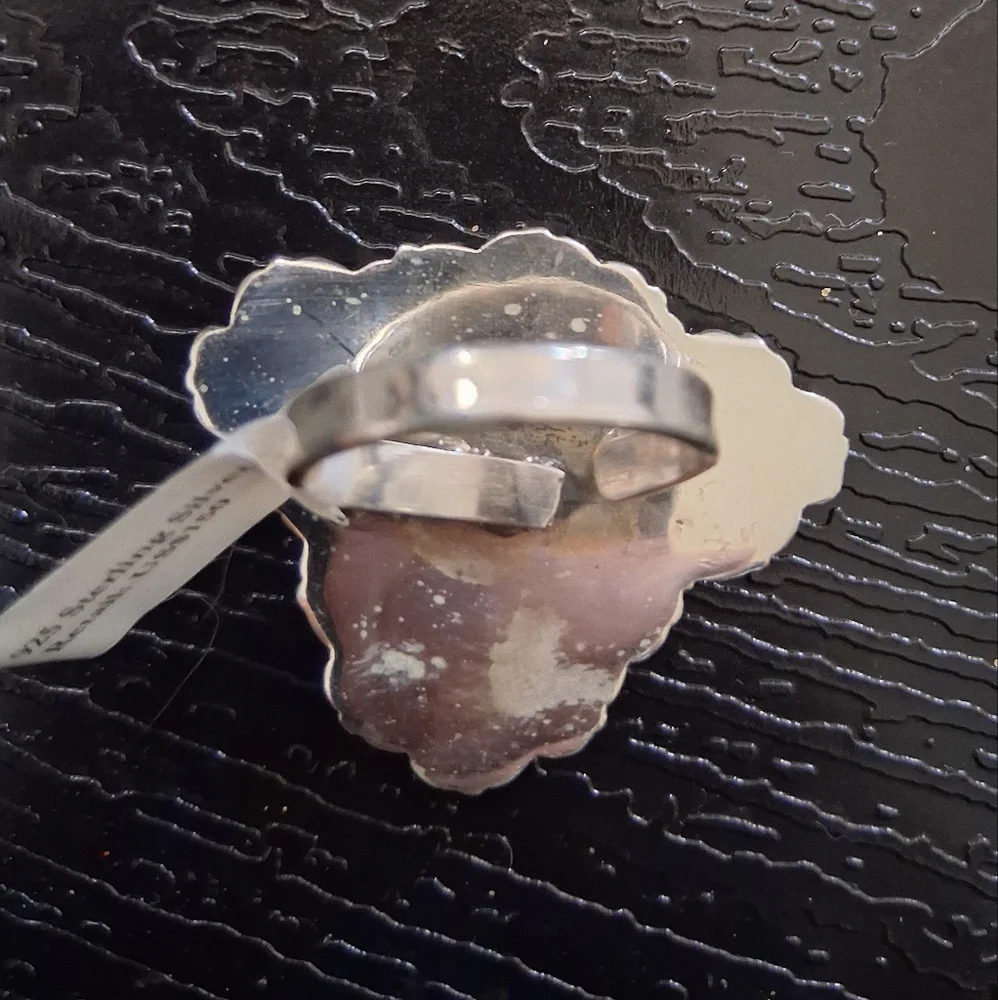 COTTON CANDY DAHLIA COW HEAD RING 925 STERLING SILVER ADJUSTABLE 6-8